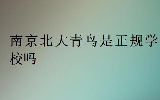 南京北大青鸟是正规学校吗
