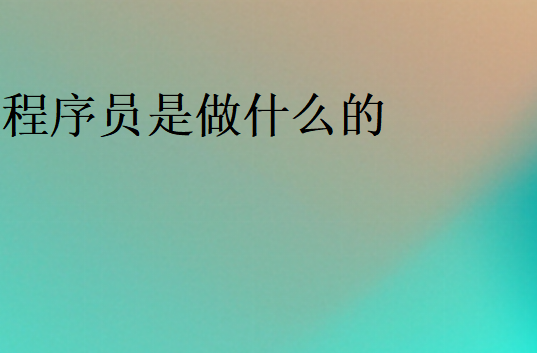 程序员工作内容是编程