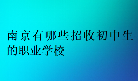 南京有哪些招收初中生的职业学校