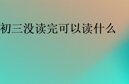 初三没读完可以读什么